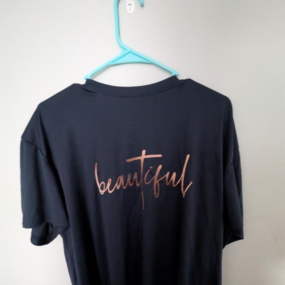 Women's Plus Navy & Rose Gold Text